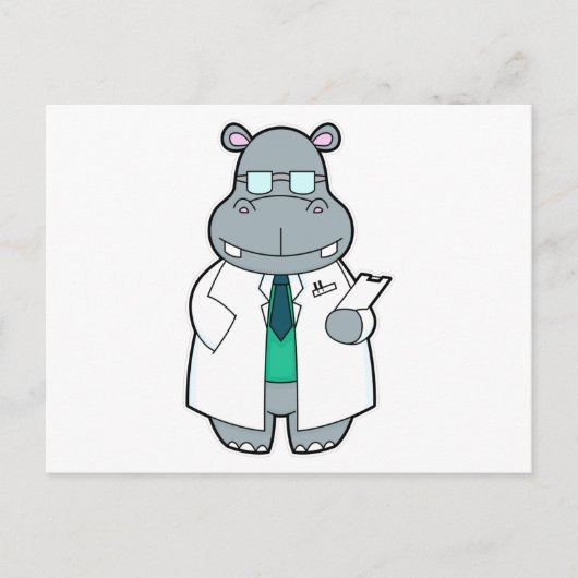 Hippo als Arzt mit Smock Postkarte (Vorderseite)