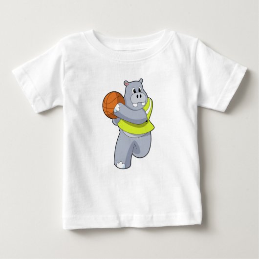 Hippo als Basketballspieler mit Basketball.PNG Baby T-shirt (Vorderseite)