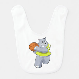 Hippo als Basketballspieler mit Basketball.PNG Babylätzchen