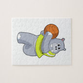 Hippo als Basketballspieler mit Basketball.PNG Puzzle (Horizontal)