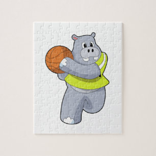 Hippo als Basketballspieler mit Basketball.PNG Puzzle