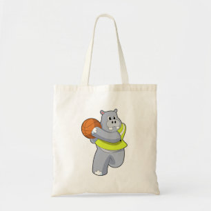Hippo als Basketballspieler mit Basketball.PNG Tragetasche