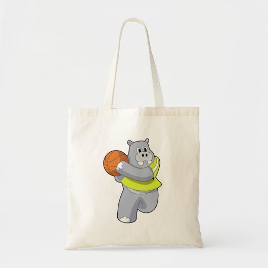 Hippo als Basketballspieler mit Basketball.PNG Tragetasche (Vorne)