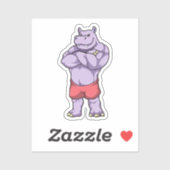 Hippo als Bodybuilder Extrem Aufkleber (Blatt)
