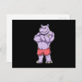 Hippo als Bodybuilder Extrem Postkarte (Vorne/Hinten)