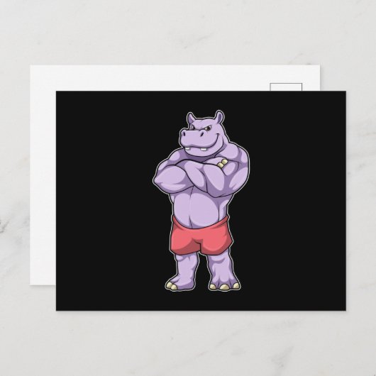 Hippo als Bodybuilder Extrem Postkarte (Vorne/Hinten)