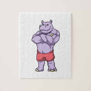 Hippo als Bodybuilder Extrem Puzzle