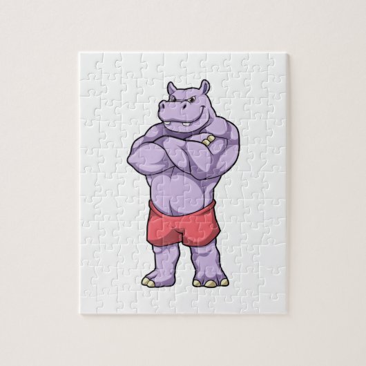 Hippo als Bodybuilder Extrem Puzzle (Vertikal)