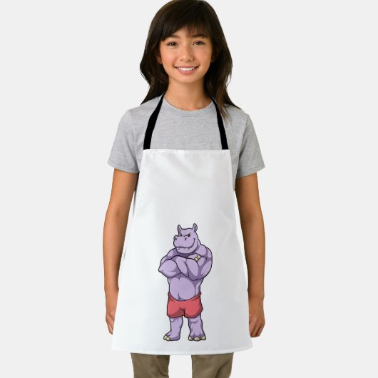 Hippo als Bodybuilder Extrem Schürze (Insitu)