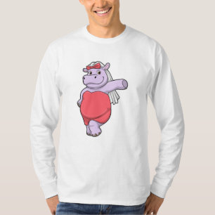 Hippo als Brücke mit Veil & Bow T-Shirt