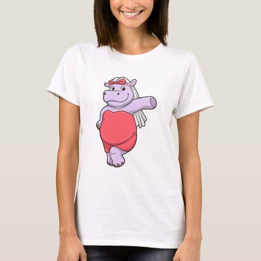 Hippo als Brücke mit Veil & Bow T-Shirt (Vorderseite)