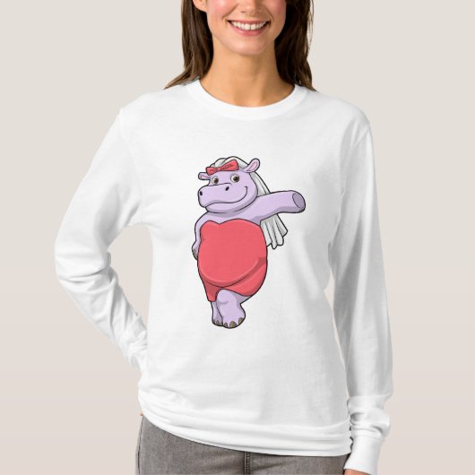 Hippo als Brücke mit Veil & Bow T-Shirt (Vorderseite)
