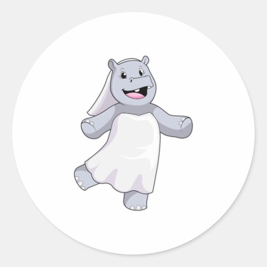 Hippo als Brücke mit Veil Runder Aufkleber (Vorderseite)