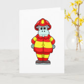 Hippo als Feuerwehrmann in der Feuerwehr mit Hut Karte (Gelbe Blume)