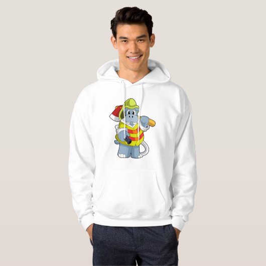 Hippo als Firefighter mit Ax Hoodie (Vorne ganz)