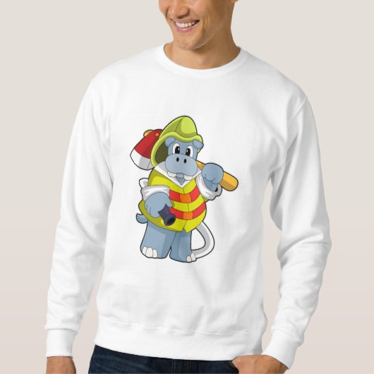 Hippo als Firefighter mit Ax Sweatshirt (Vorderseite)