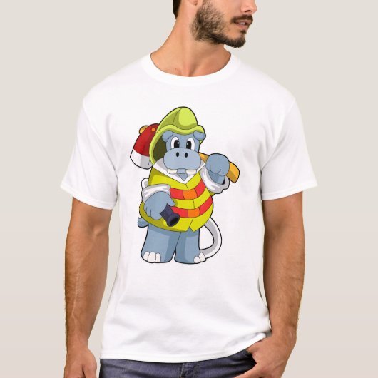 Hippo als Firefighter mit Ax T-Shirt (Vorderseite)