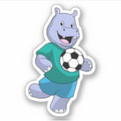 Hippo als Fußballspieler mit Fußball Aufkleber (Vorderseite)