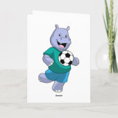 Hippo als Fußballspieler mit Fußball Karte (Rückseite)