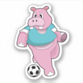 Hippo als Fußballspieler mit Fußball.PNG Aufkleber (Vorderseite)