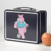 Hippo als Fußballspieler mit Fußball.PNG Metall Brotdose (Beispiel)