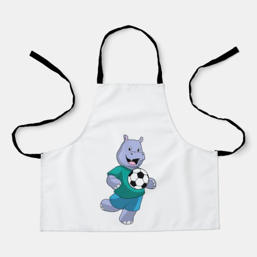 Hippo als Fußballspieler mit Fußball Schürze (Vorderseite)