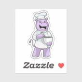 Hippo als Koch mit Bowl Aufkleber (Blatt)