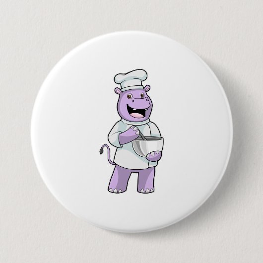 Hippo als Koch mit Bowl Button (Vorderseite)
