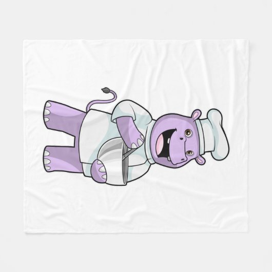 Hippo als Koch mit Bowl Fleecedecke (Vorderseite (Horizontal))
