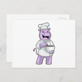 Hippo als Koch mit Bowl Postkarte (Vorne/Hinten)