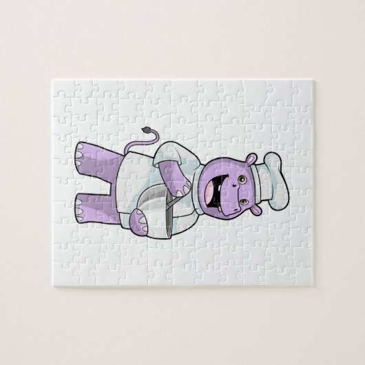 Hippo als Koch mit Bowl Puzzle (Horizontal)