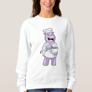 Hippo als Koch mit Bowl Sweatshirt