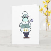 Hippo als Koch mit Holzlöffel & Kochen Schürze Karte (Gelbe Blume)