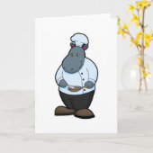 Hippo als Koch mit Pan Karte (Gelbe Blume)