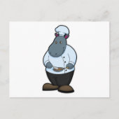 Hippo als Koch mit Pan Postkarte (Vorderseite)
