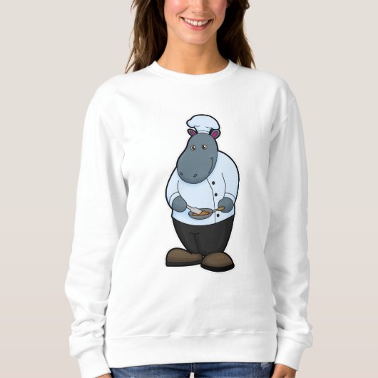 Hippo als Koch mit Pan Sweatshirt (Vorderseite)