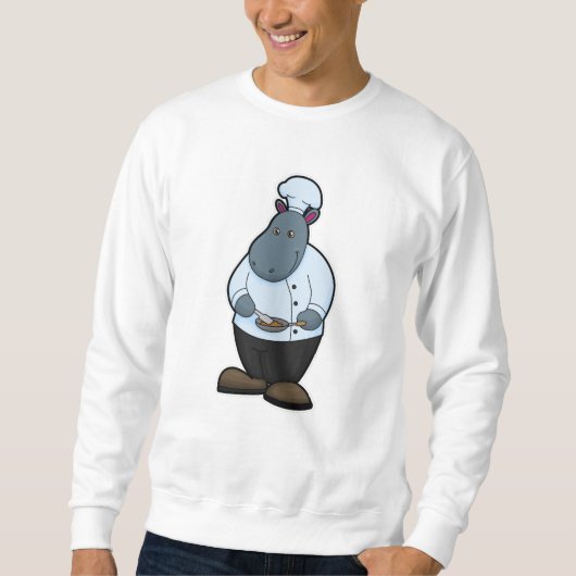 Hippo als Koch mit Pan Sweatshirt (Vorderseite)