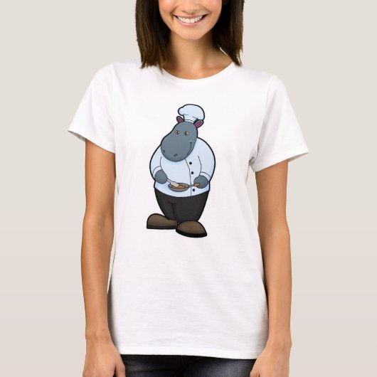 Hippo als Koch mit Pan T-Shirt (Vorderseite)