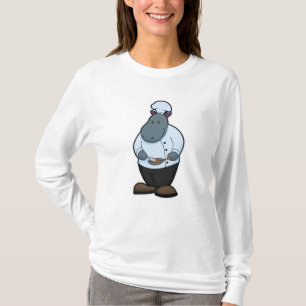 Hippo als Koch mit Pan T-Shirt