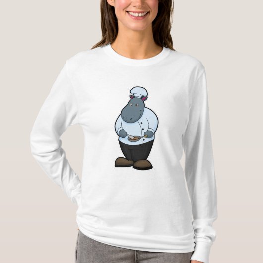 Hippo als Koch mit Pan T-Shirt (Vorderseite)