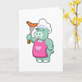 Hippo als Koch mit Wurst Karte (Gelbe Blume)