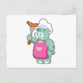 Hippo als Koch mit Wurst Postkarte (Vorderseite)
