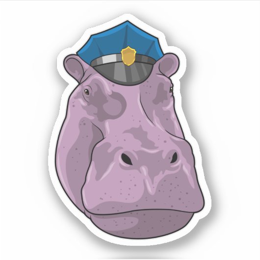 Hippo als Polizeibeamte Aufkleber (Vorderseite)
