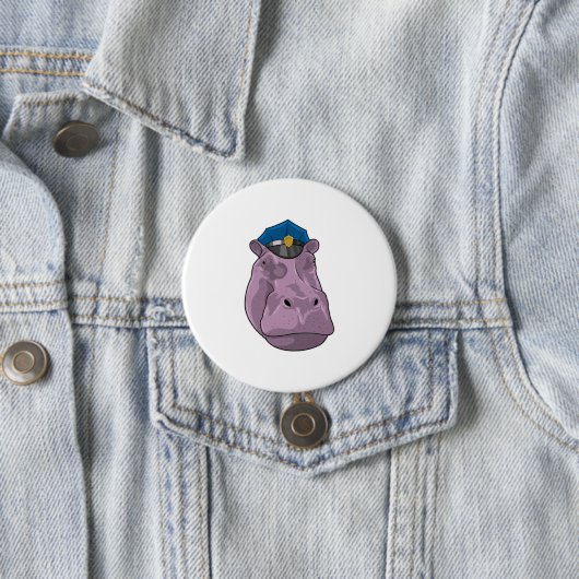 Hippo als Polizeibeamte Button (Beispiel)