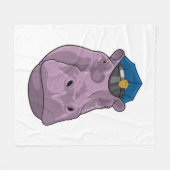 Hippo als Polizeibeamte Fleecedecke (Vorderseite (Horizontal))
