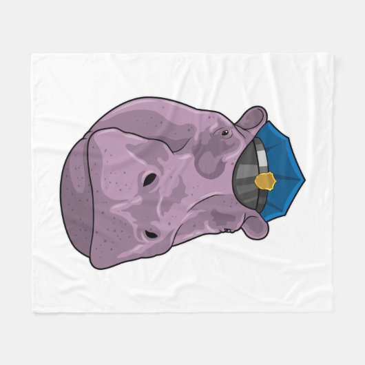 Hippo als Polizeibeamte Fleecedecke (Vorderseite (Horizontal))