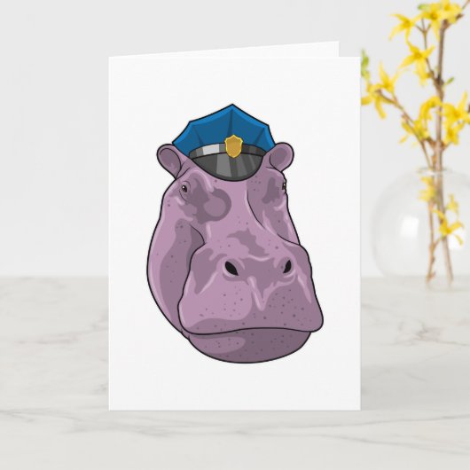 Hippo als Polizeibeamte Karte (Gelbe Blume)