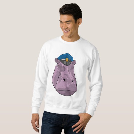 Hippo als Polizeibeamte Sweatshirt (Vorne ganz)