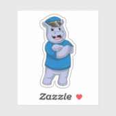 Hippo als Polizeibeamter mit Polizeihut Aufkleber (Blatt)