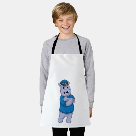 Hippo als Polizeibeamter mit Polizeihut Schürze (Getragen)